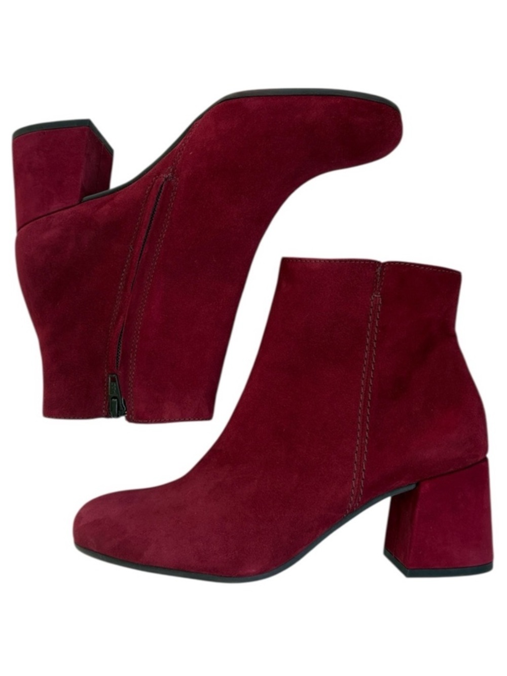 Euc Paul Green Leather Sicily Ankle Boots Deep Red Size 6.5